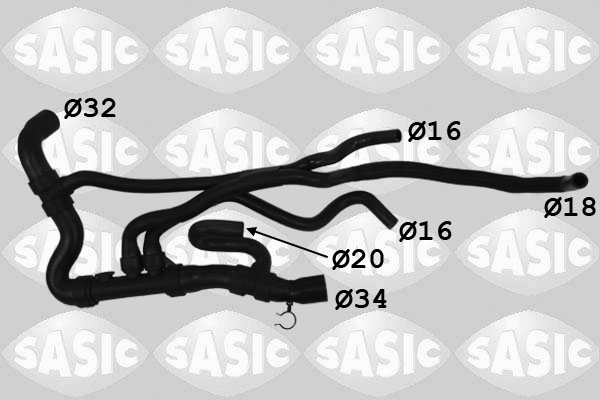 SASIC Kølerslange 3404201 nede til venstre for RENAULT