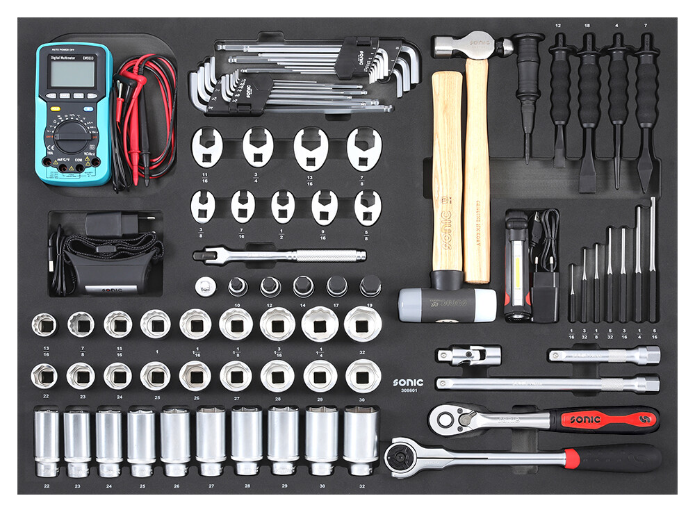 SONIC EQUIPMENT Skumgummiiindlæg, sortimentskasse 308601