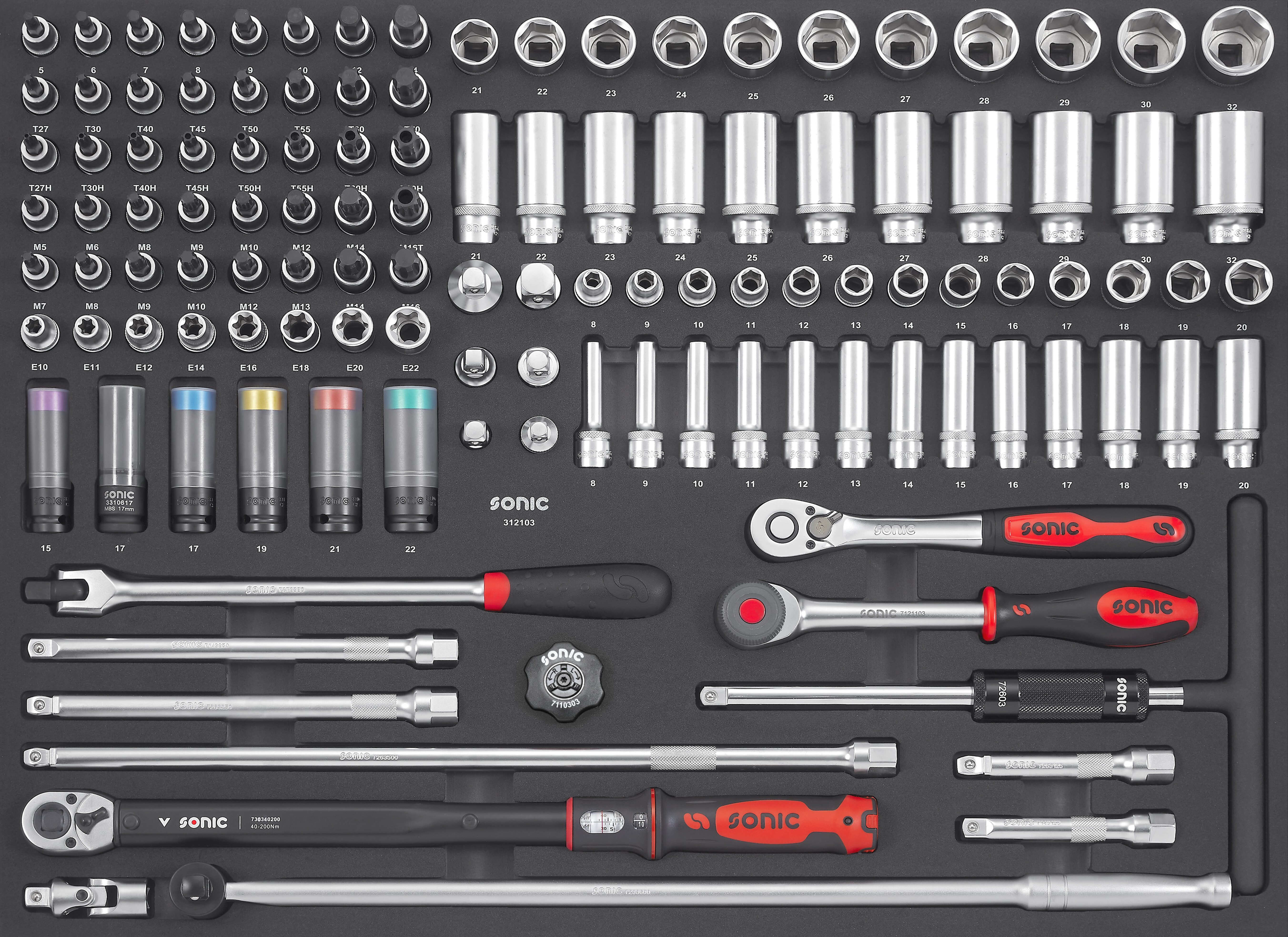 SONIC EQUIPMENT Skumgummiiindlæg, sortimentskasse 312103