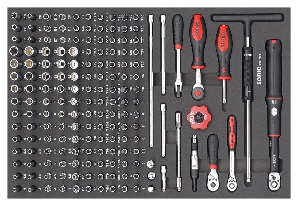 SONIC EQUIPMENT Skumgummiiindlæg, sortimentskasse 116701