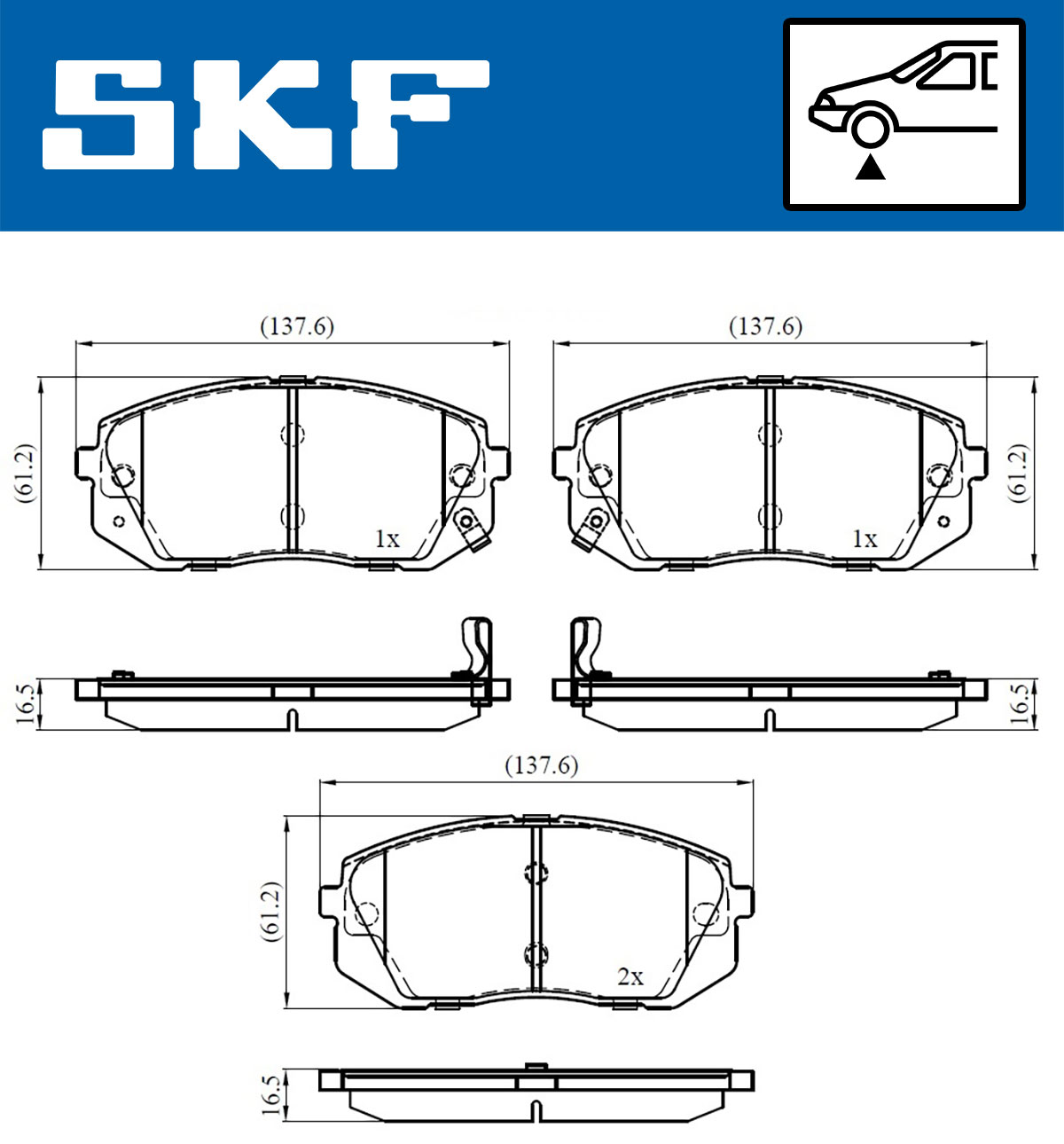 SKF Bremseklodser vkbp80106a for HYUNDAI KIA