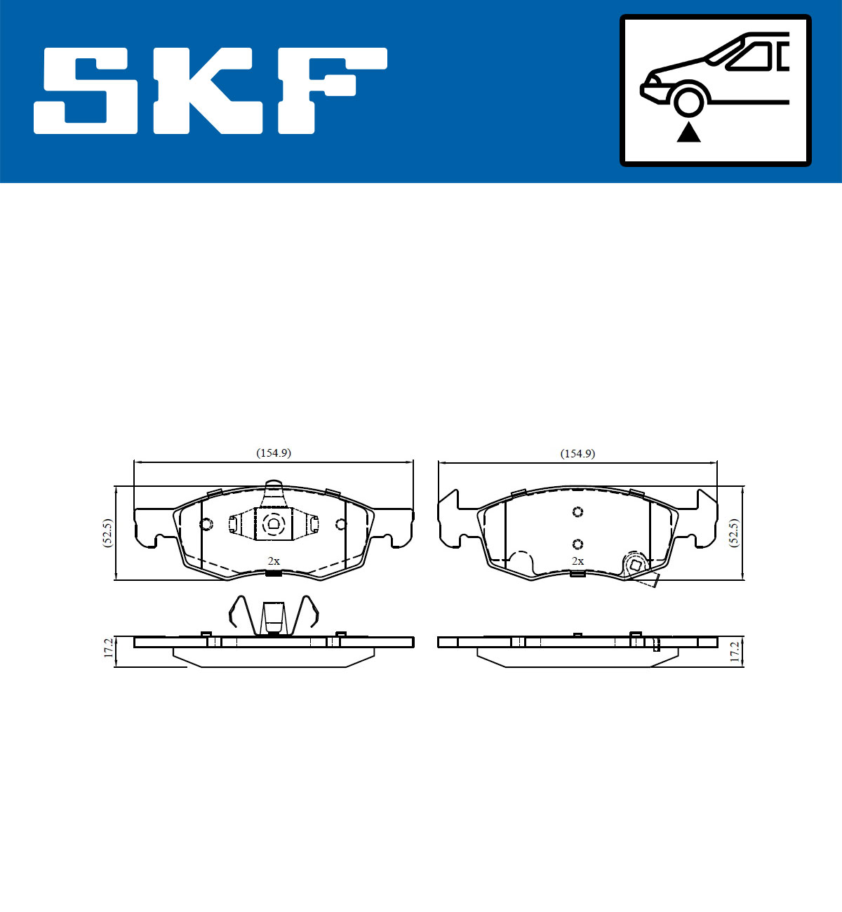 SKF Bremseklodser vkbp80138a for VAUXHALL OPEL