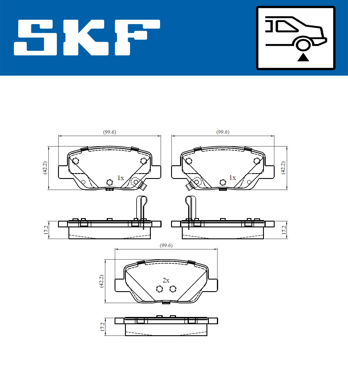 SKF Bremseklodser vkbp90303a for FIAT