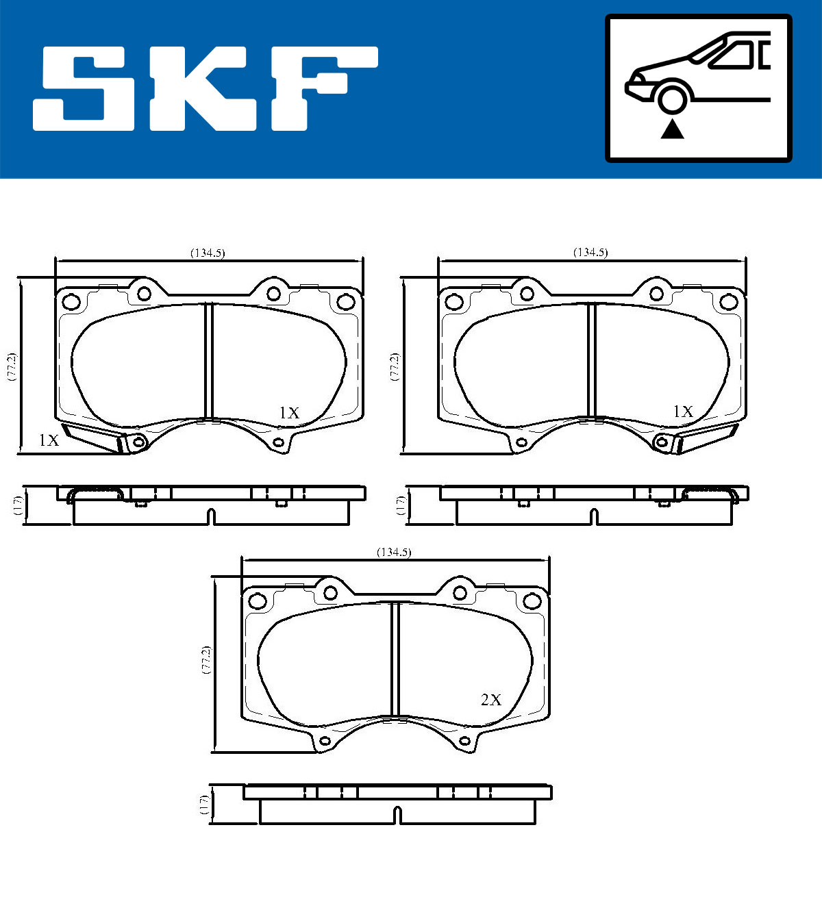 SKF Bremseklodser vkbp80135a for MITSUBISHI TOYOTA LEXUS