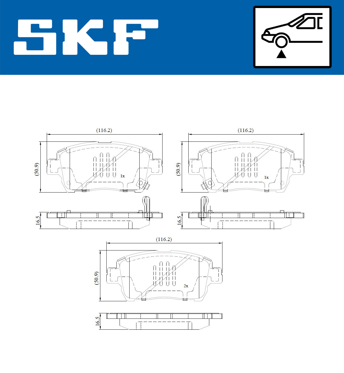 SKF Bremseklodser vkbp80641a for TOYOTA LIFAN