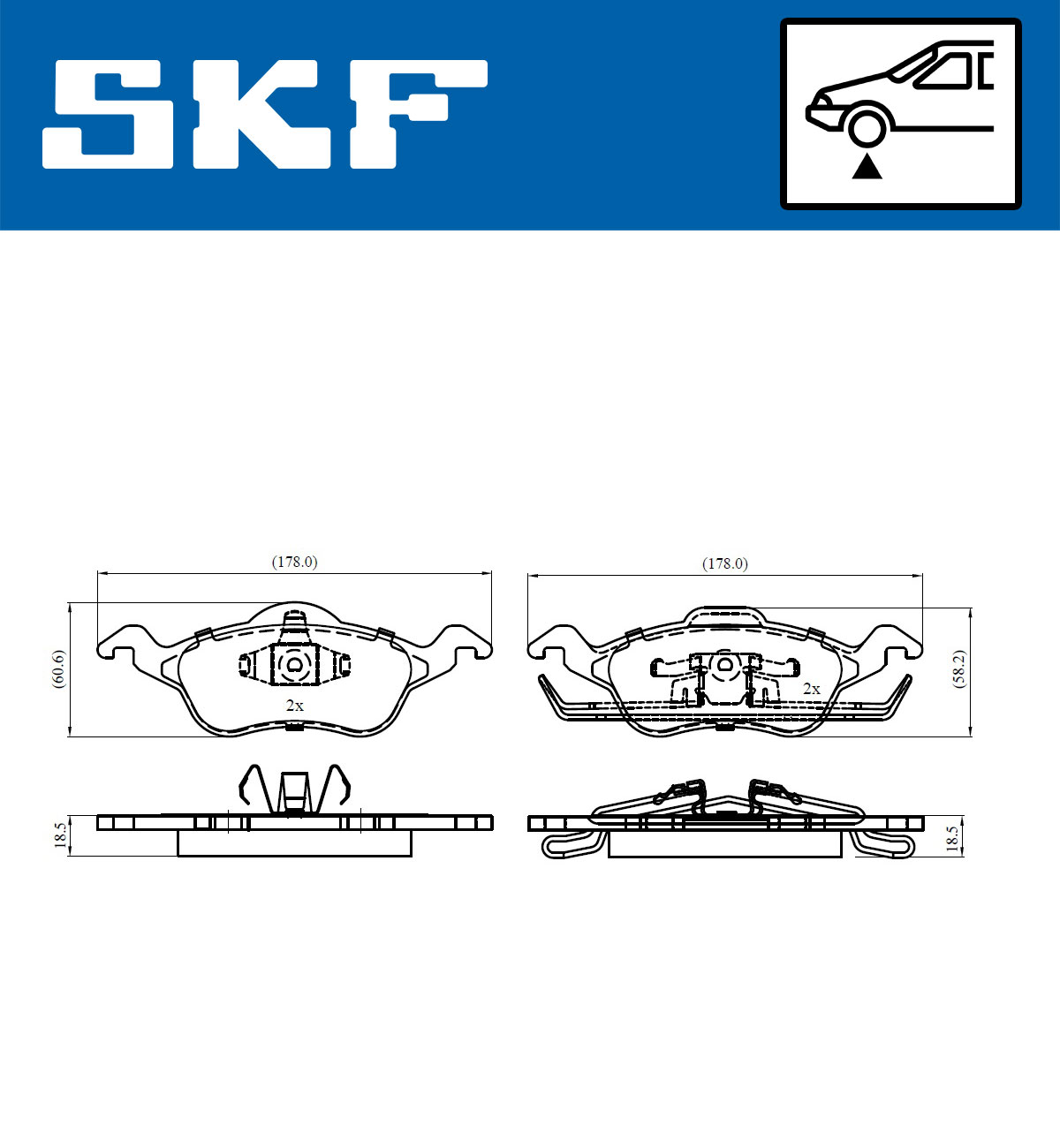 SKF Bremseklodser vkbp80260 for FORD