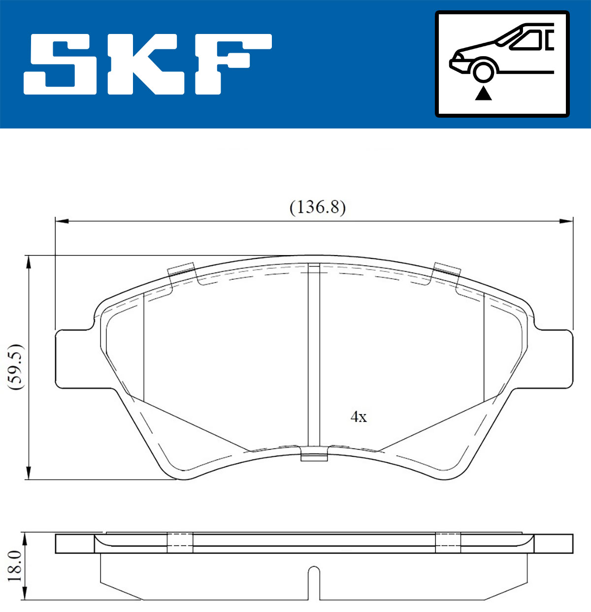SKF Bremseklodser vkbp80163 for RENAULT