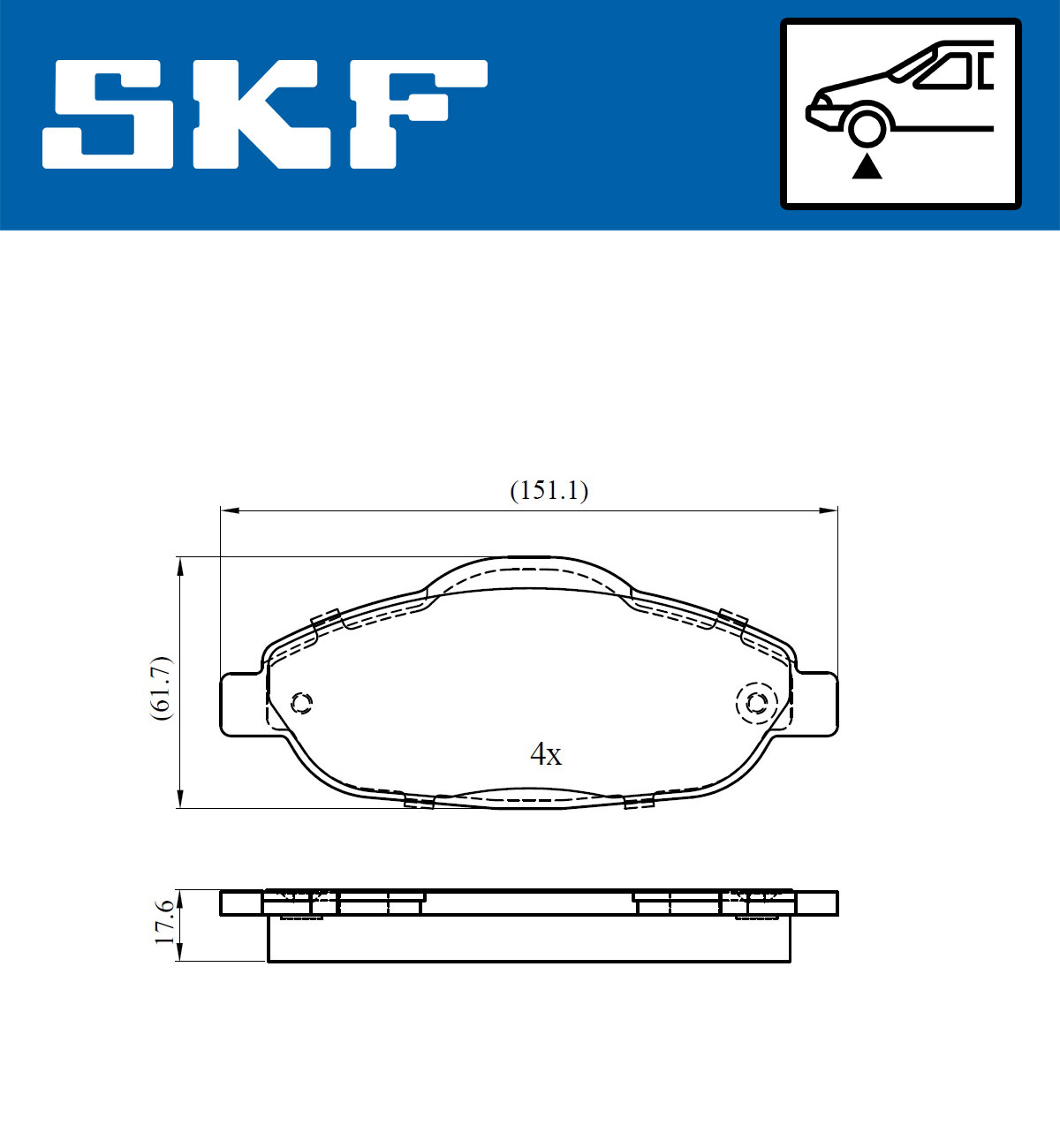 SKF Bremseklodser vkbp80038 for PEUGEOT