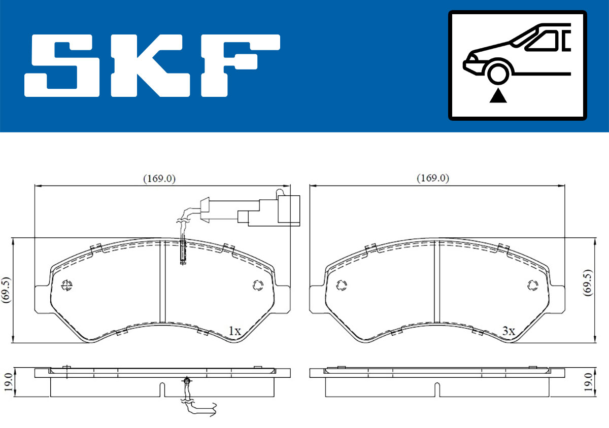SKF Bremseklodser vkbp80210e for PEUGEOT FIAT CITROËN