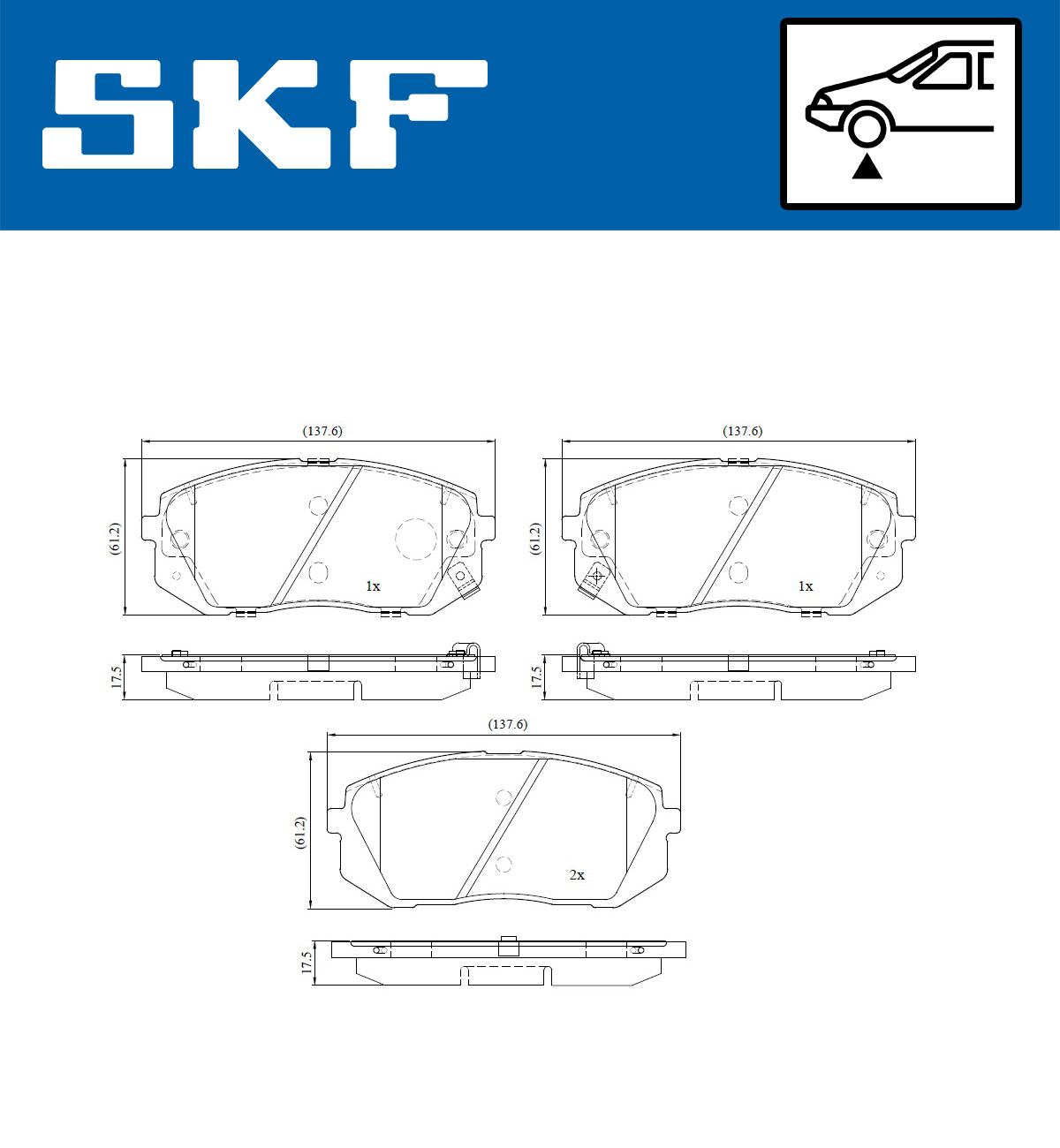 SKF Bremseklodser vkbp80637a for HYUNDAI KIA