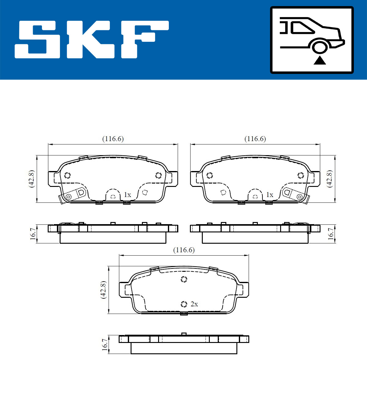 SKF Bremseklodser vkbp90033a for CHEVROLET VAUXHALL OPEL