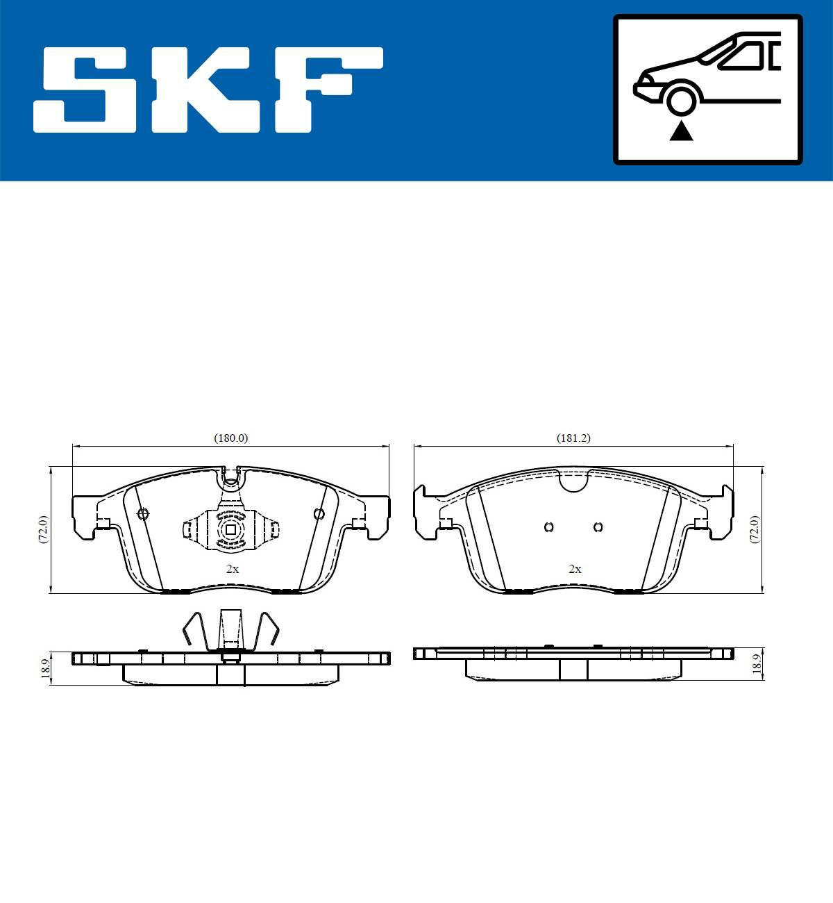 SKF Bremseklodser vkbp80285 for VOLVO
