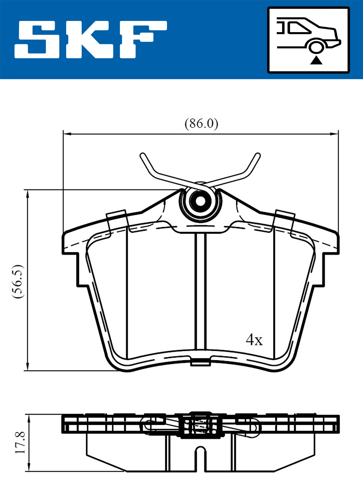 SKF Bremseklodser vkbp90186 for PEUGEOT