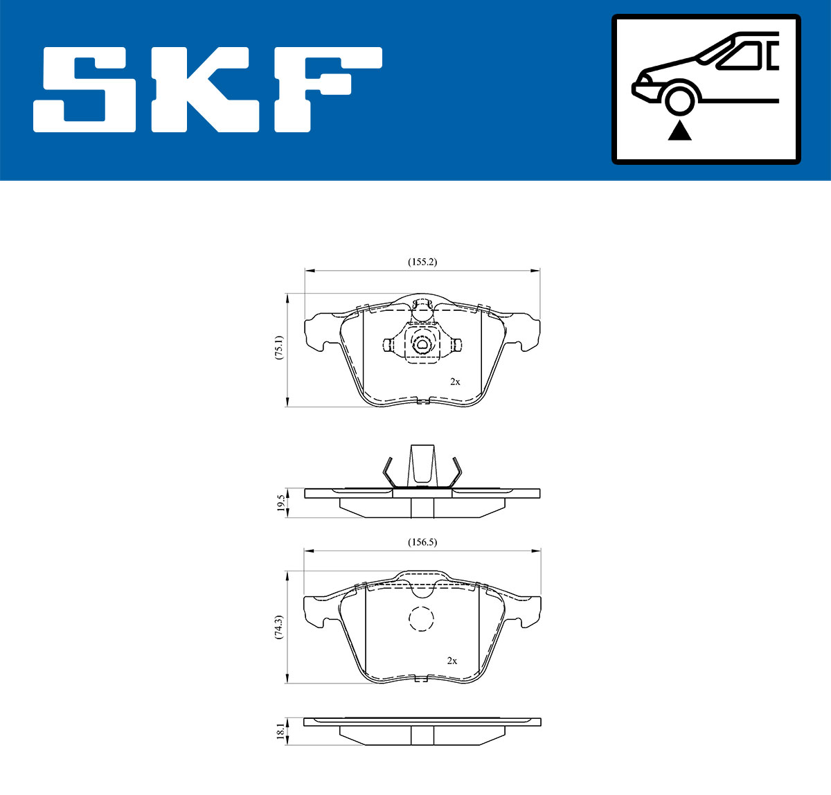 SKF Bremseklodser vkbp80224 for FORD VOLVO