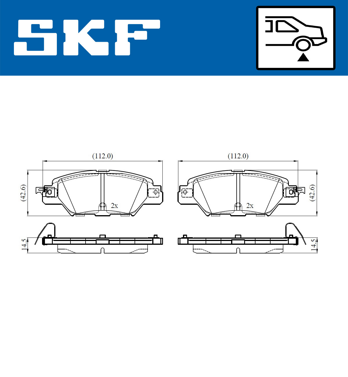 SKF Bremseklodser vkbp90415a for MAZDA