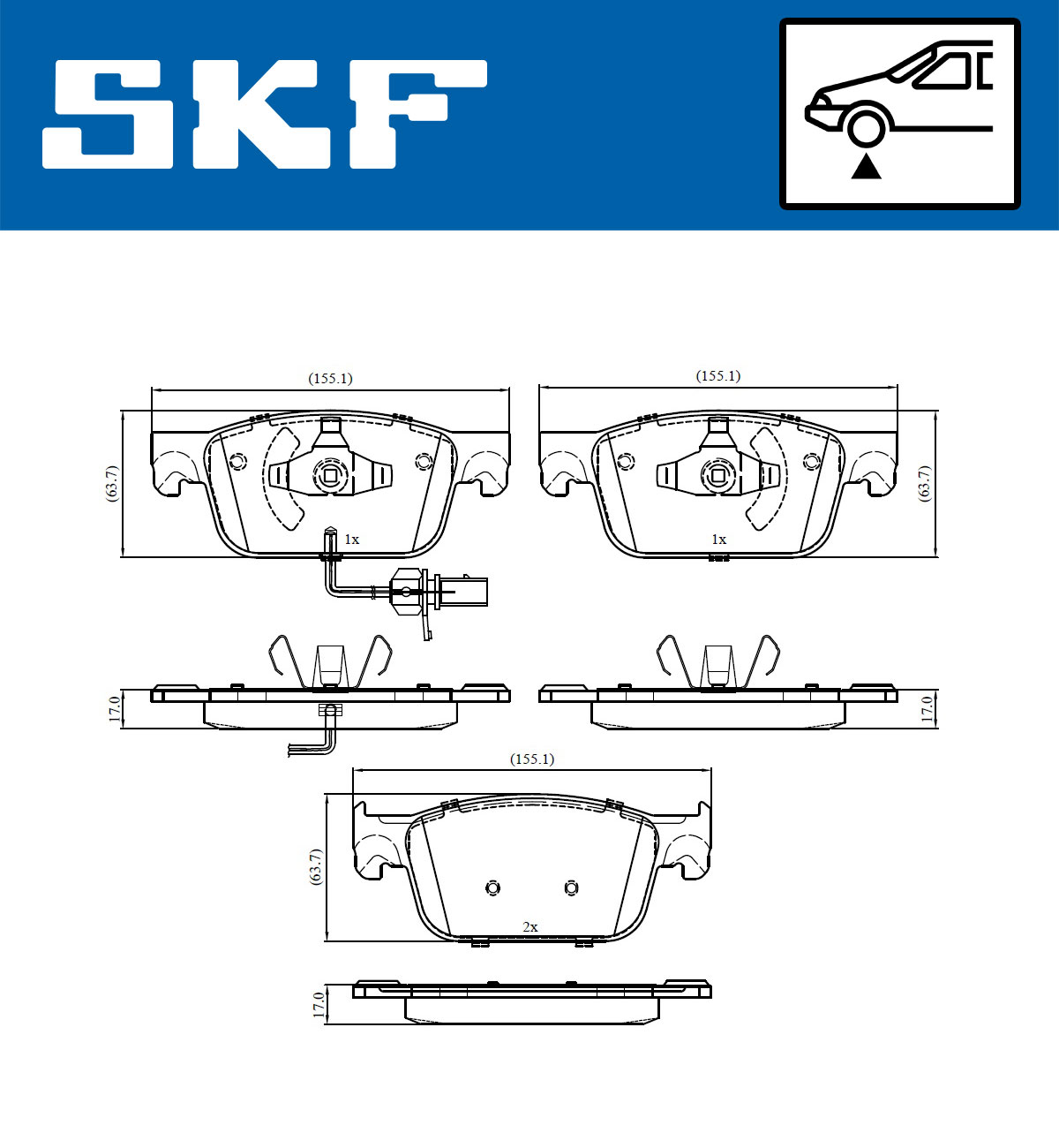 SKF Bremseklodser vkbp80250e for VW
