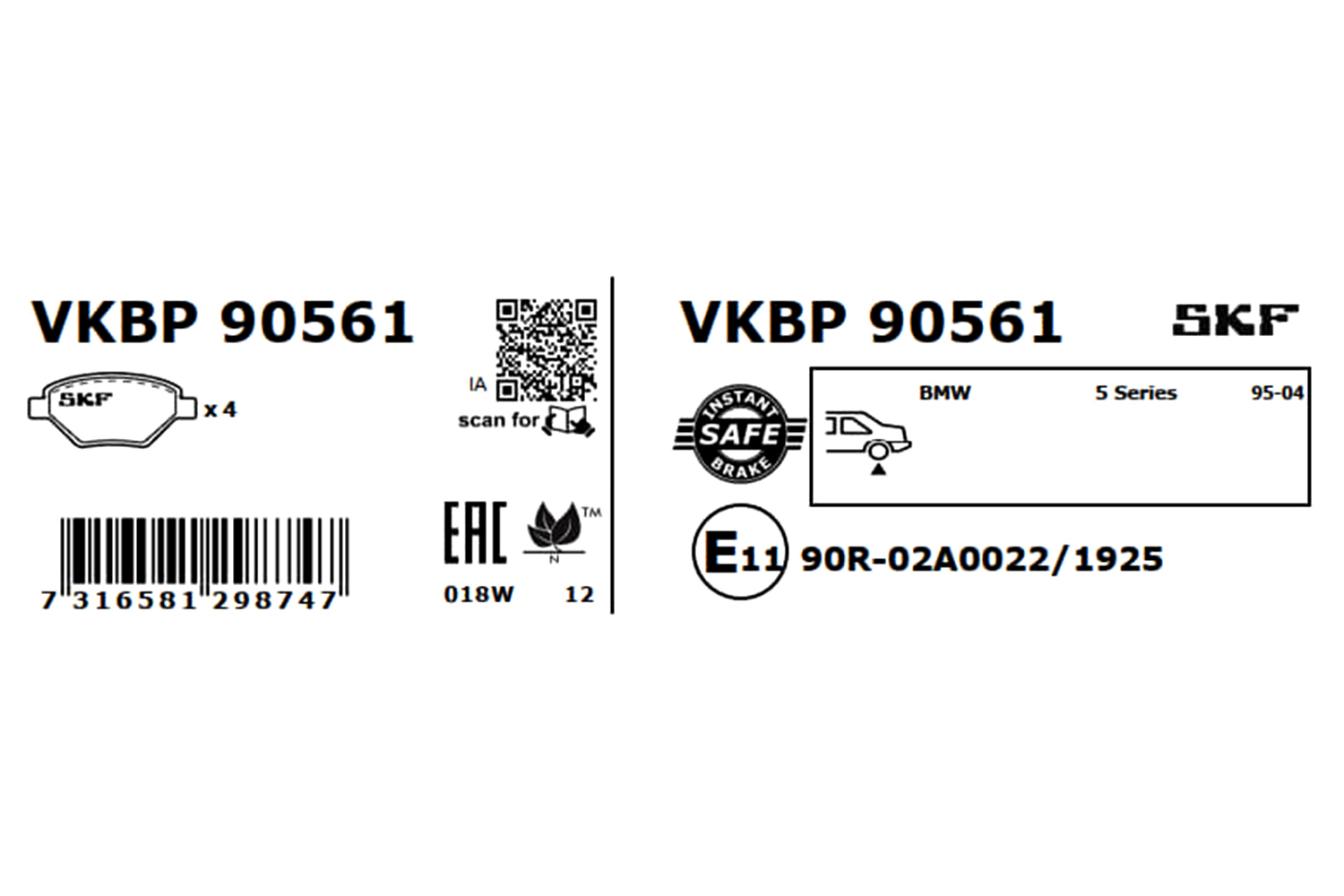 SKF Bremseklodser vkbp90561 for BMW ALPINA