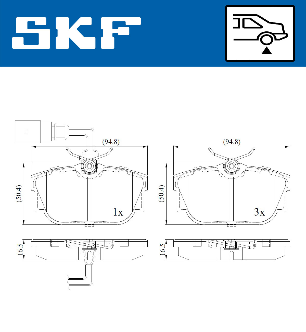 SKF Bremseklodser vkbp90493e for VW