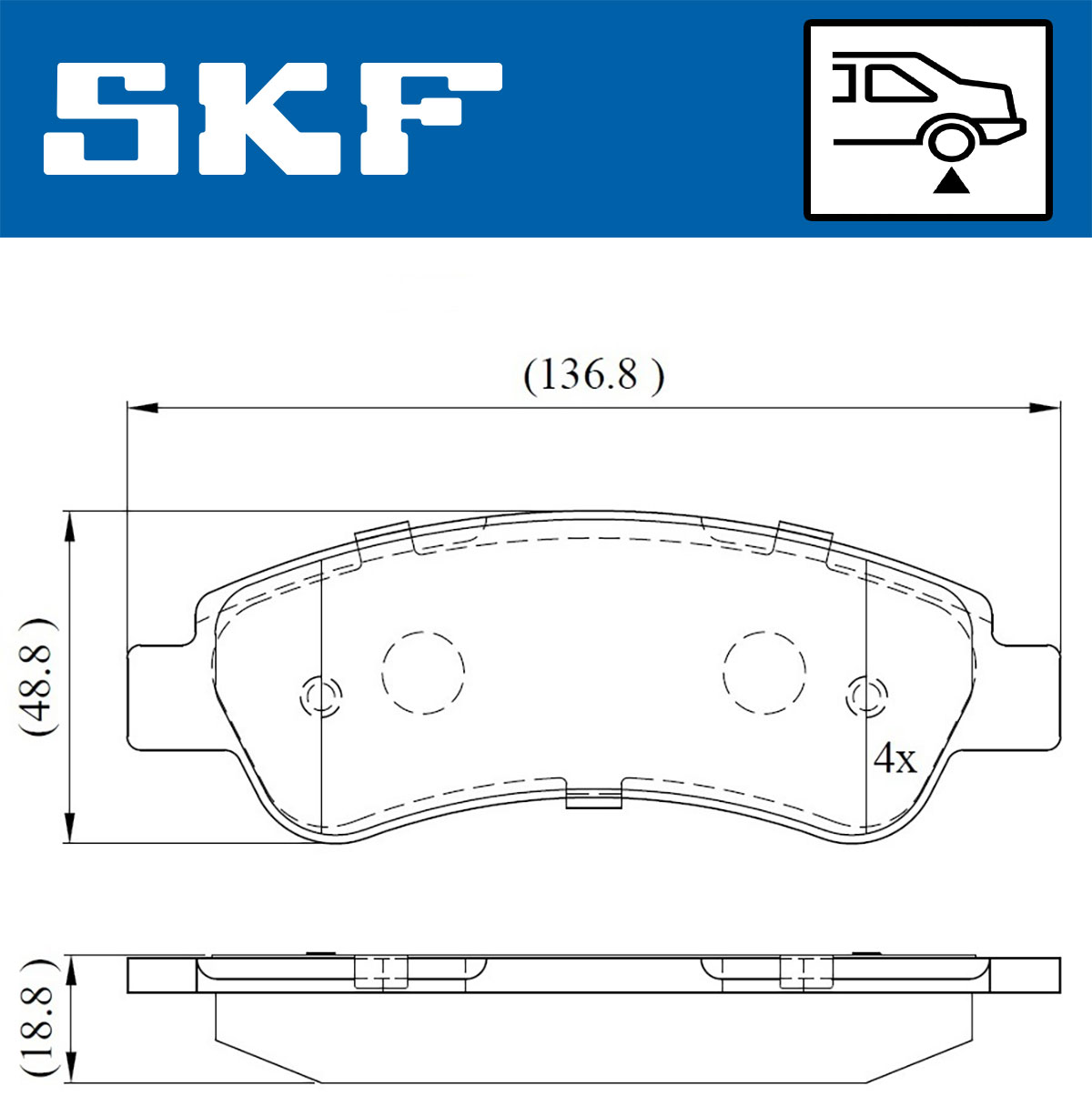SKF Bremseklodser vkbp90045 for PEUGEOT FIAT