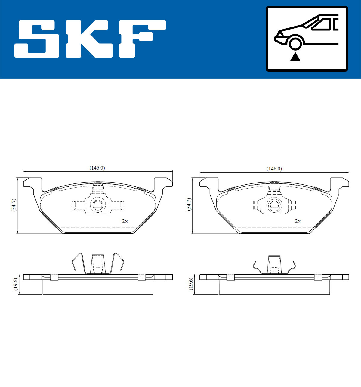 SKF Bremseklodser vkbp80008 for VW SEAT SKODA