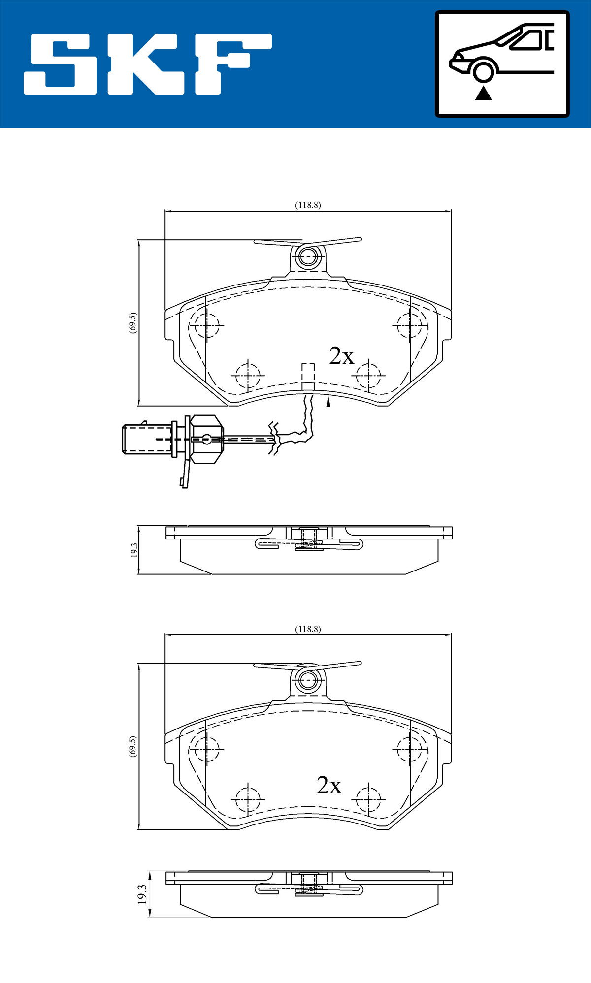 SKF Bremseklodser vkbp80547e for VW