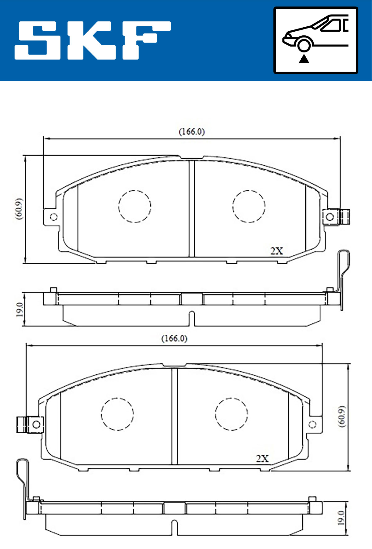 SKF Bremseklodser vkbp80509a for NISSAN