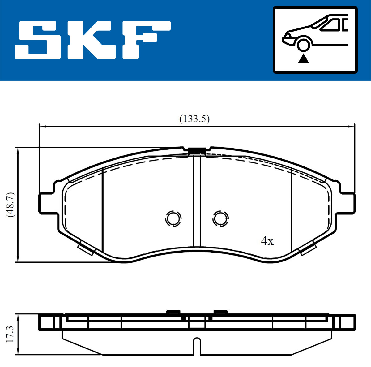 SKF Bremseklodser vkbp80475 for CHEVROLET DAEWOO PROTON