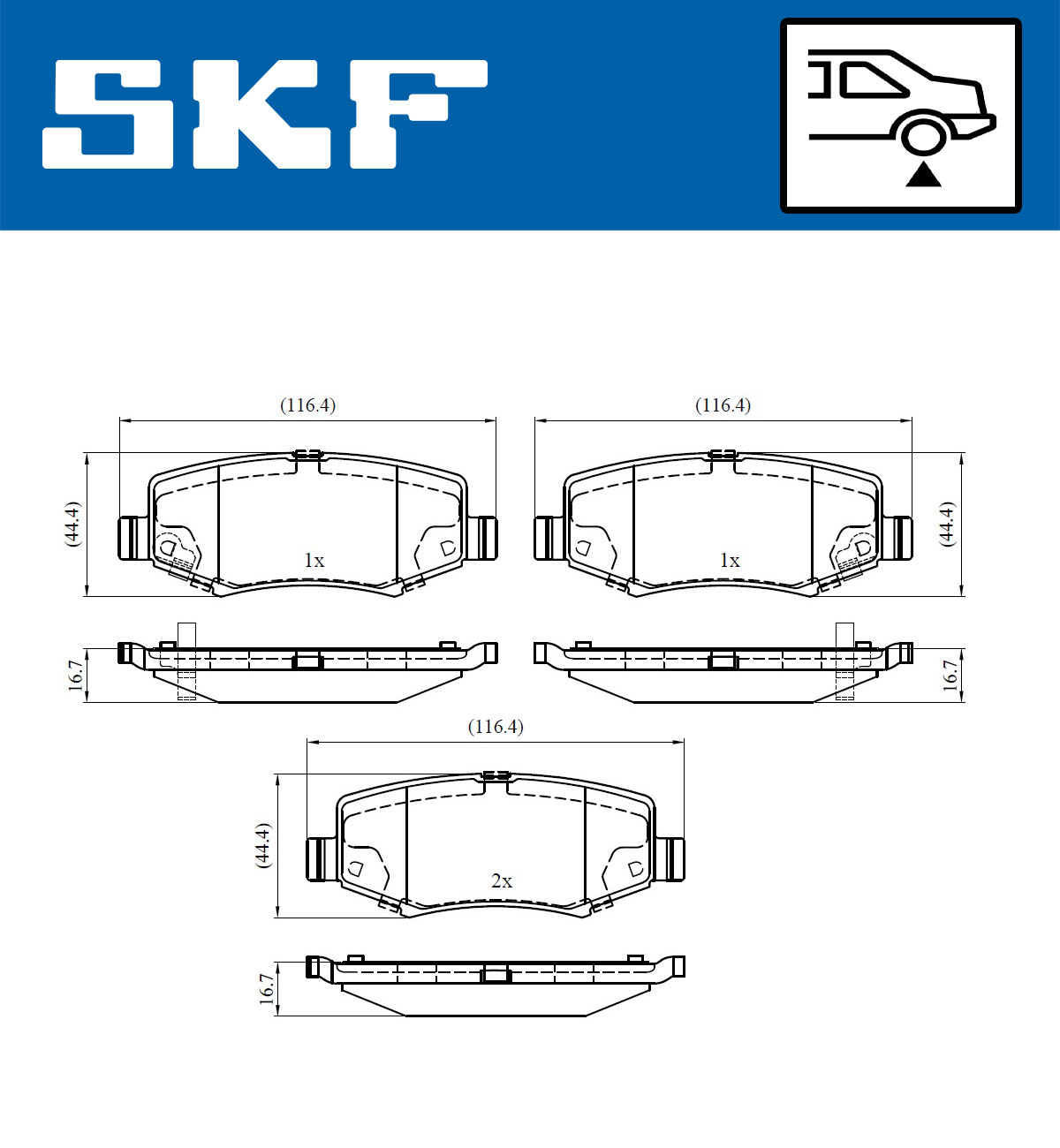 SKF Bremseklodser vkbp90374a for JEEP DODGE