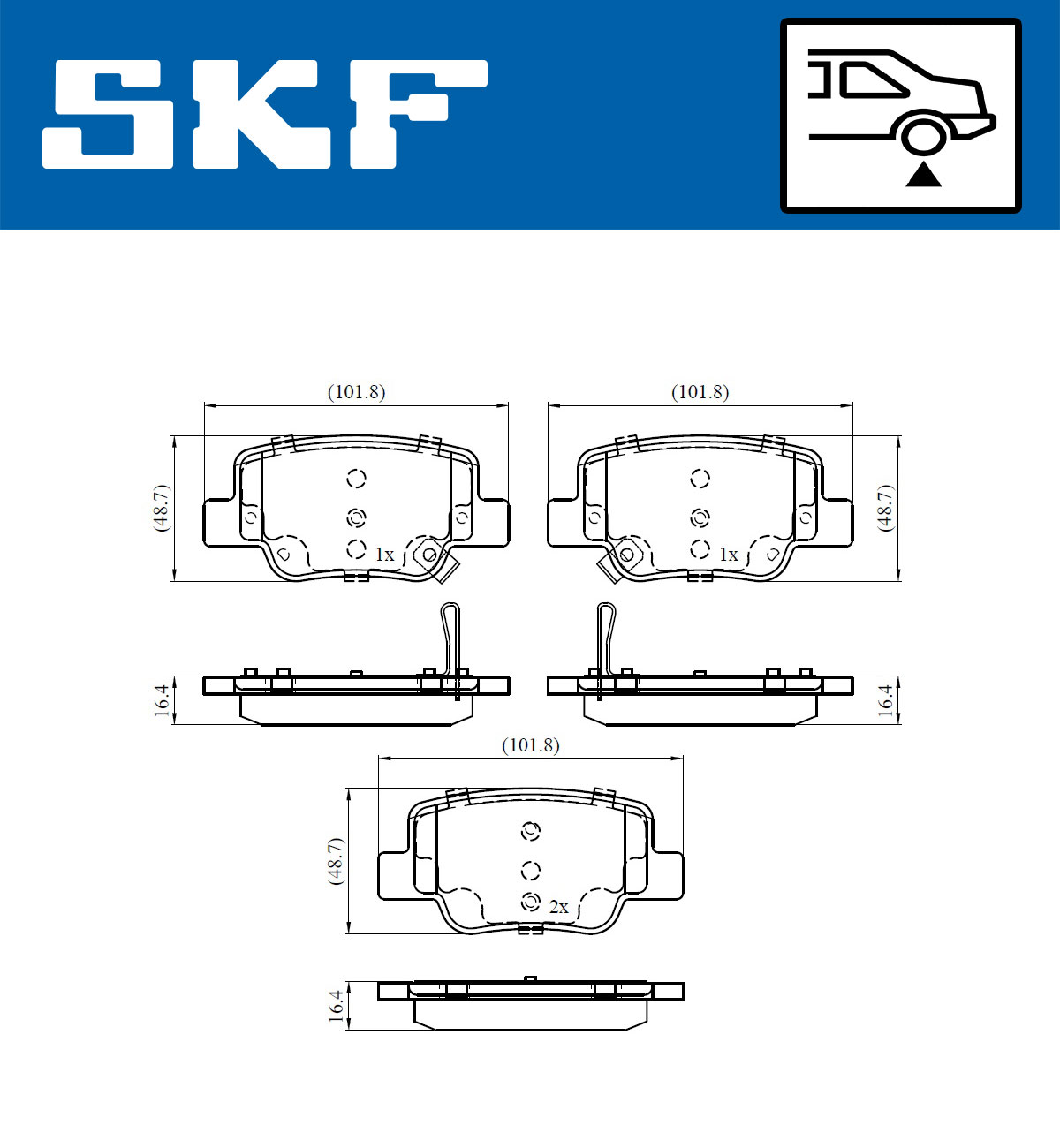 SKF Bremseklodser vkbp90496a for TOYOTA