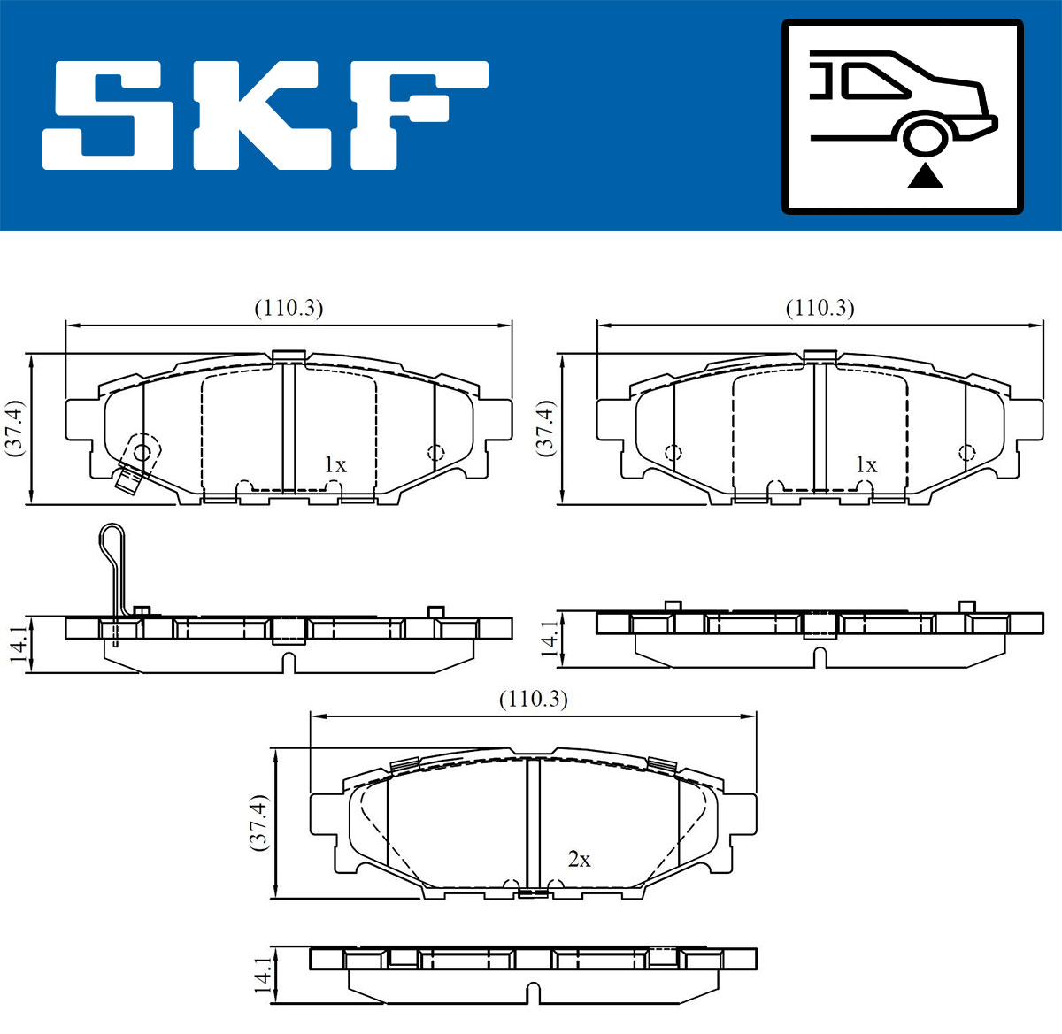 SKF Bremseklodser vkbp90357a for TOYOTA SUBARU