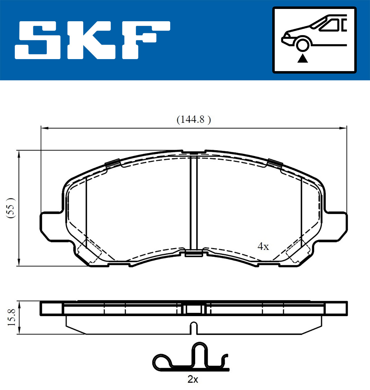 SKF Bremseklodser vkbp80169a for PEUGEOT JEEP MITSUBISHI CHRYSLER LANCIA DODGE