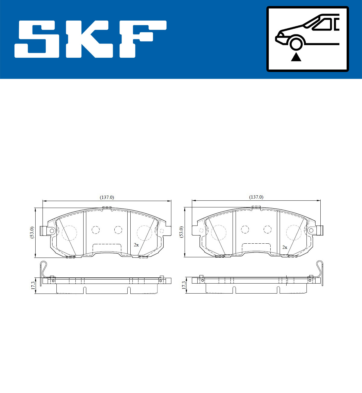 SKF Bremseklodser vkbp80197a for INFINITI NISSAN