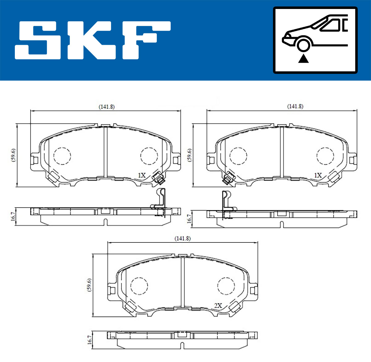SKF Bremseklodser vkbp80557a for NISSAN RENAULT