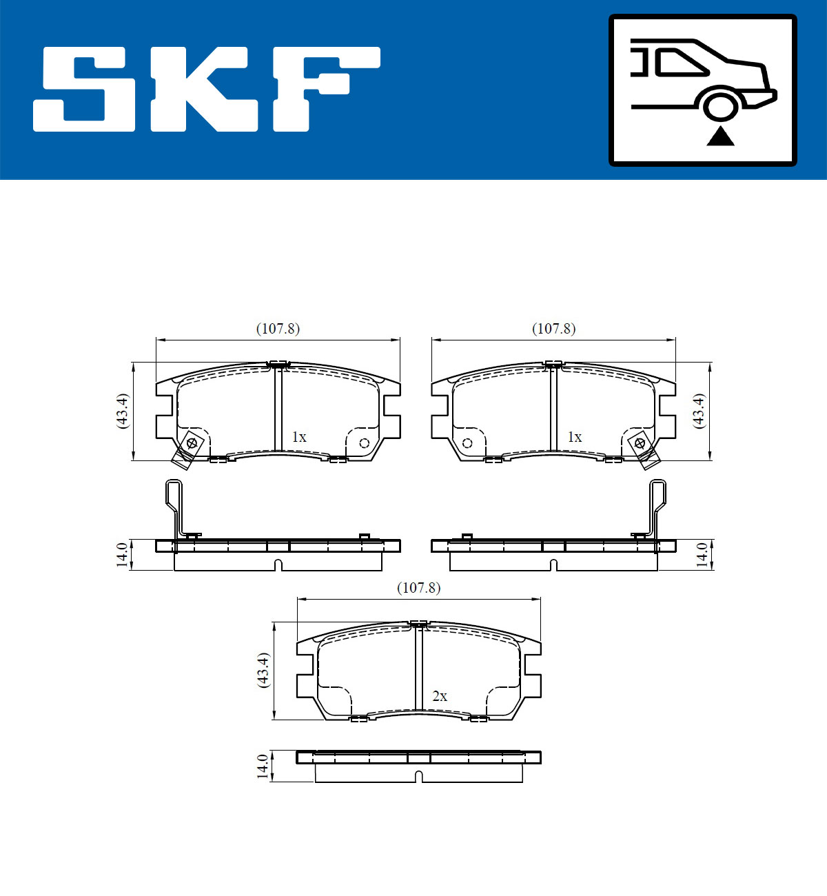 SKF Bremseklodser vkbp90571a for MITSUBISHI