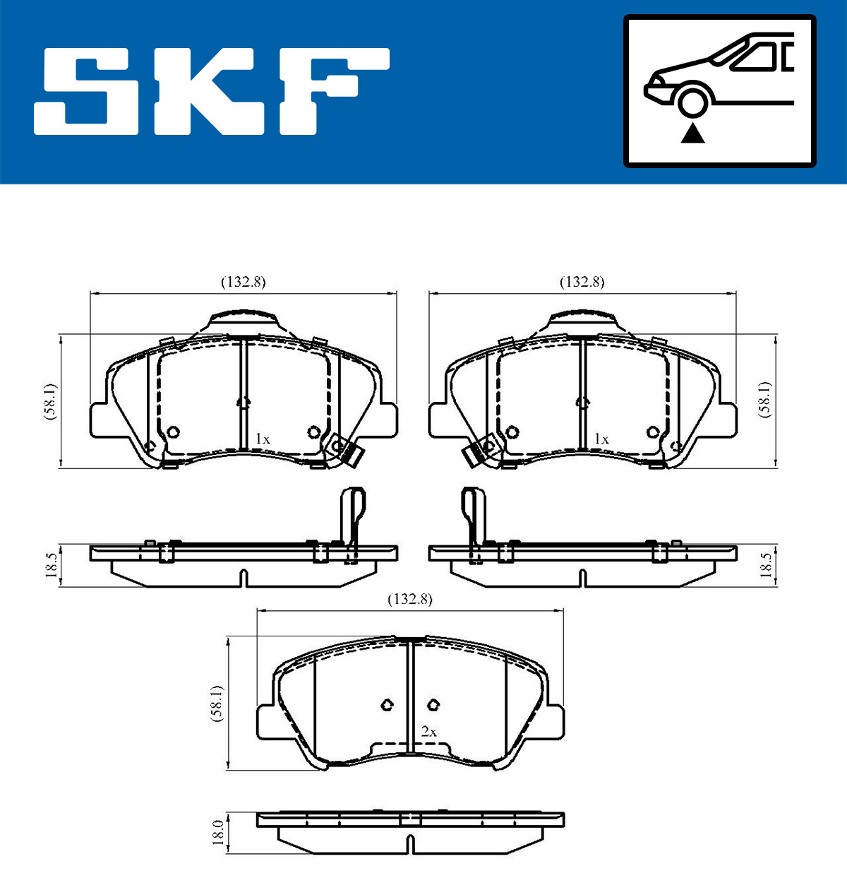 SKF Bremseklodser vkbp80268a for GEELY HYUNDAI KIA