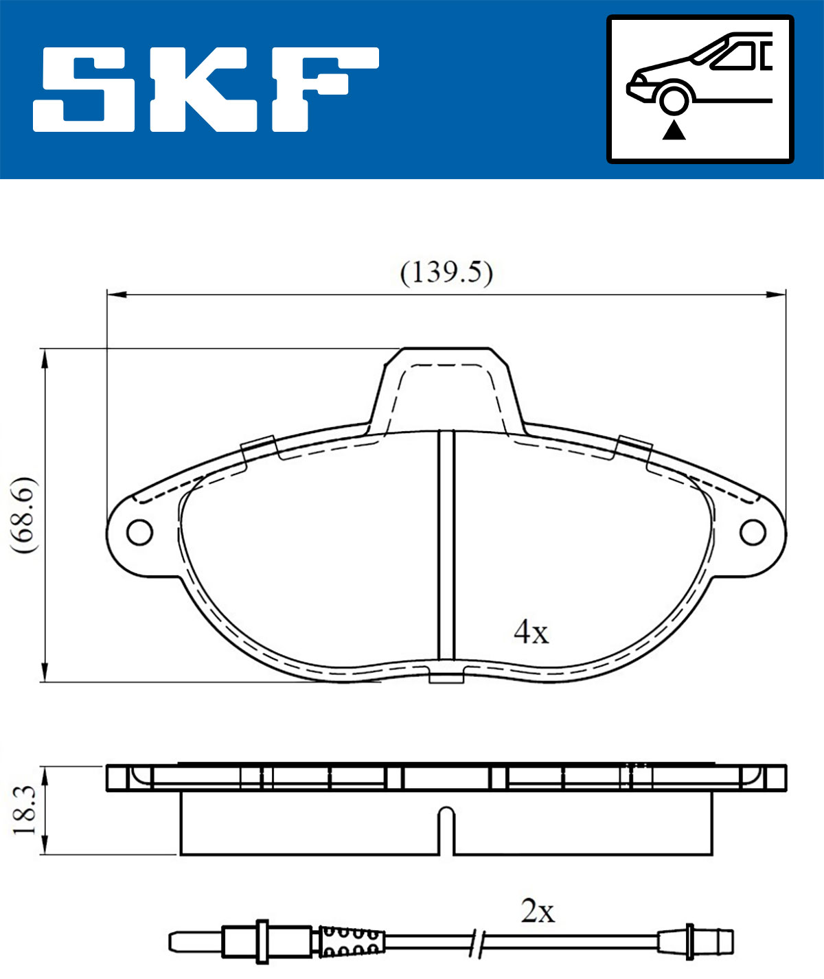 SKF Bremseklodser vkbp80423e for CITROËN PEUGEOT FIAT