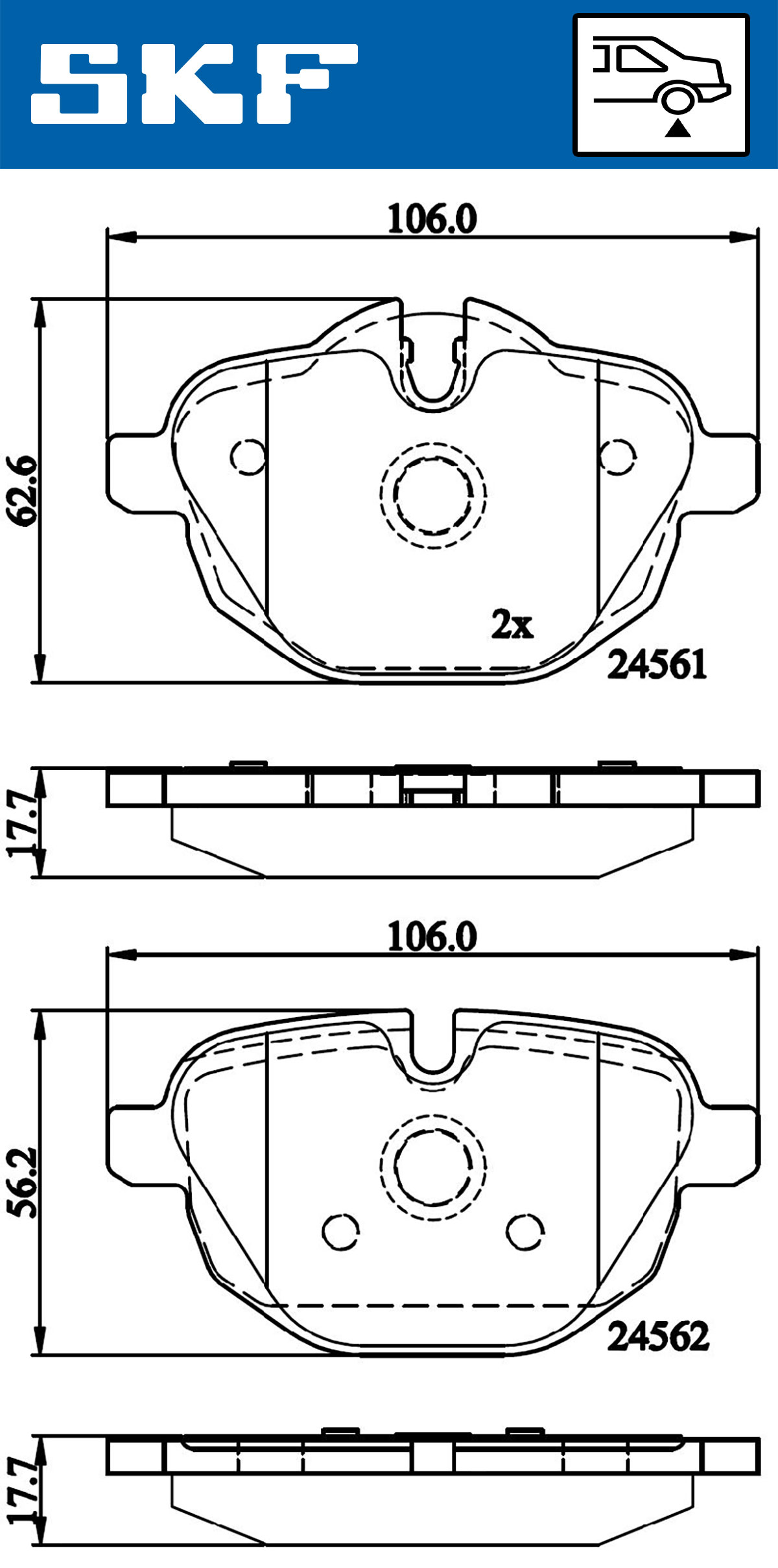 SKF Bremseklodser vkbp90075 for BMW
