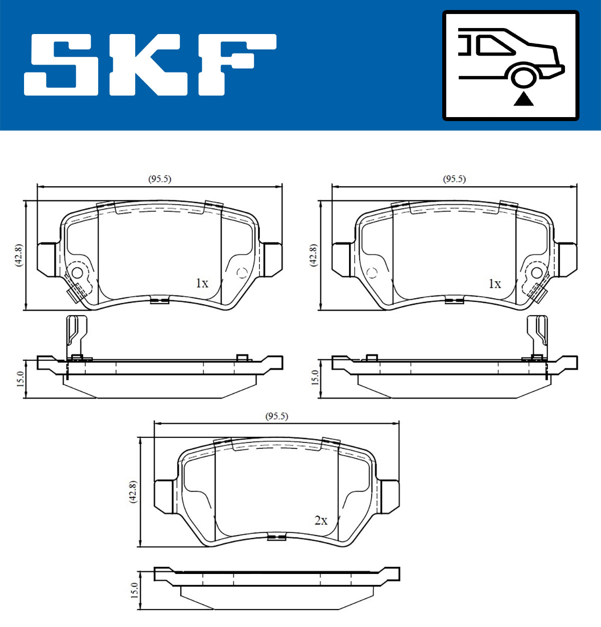 SKF Bremseklodser vkbp90338a for KIA