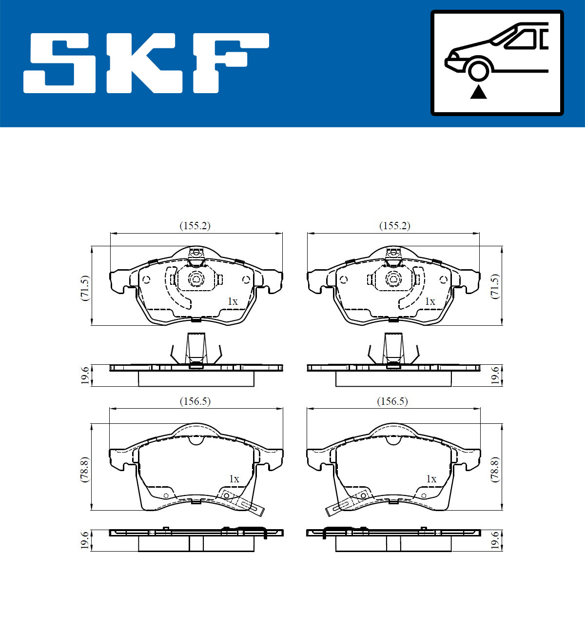 SKF Bremseklodser vkbp80314a for CHEVROLET VAUXHALL OPEL