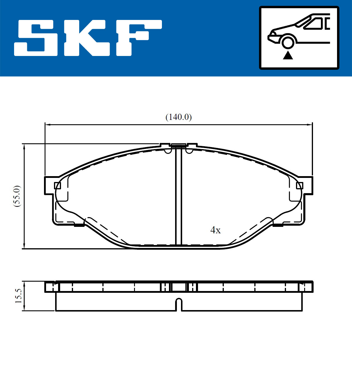 SKF Bremseklodser vkbp80716 for TOYOTA