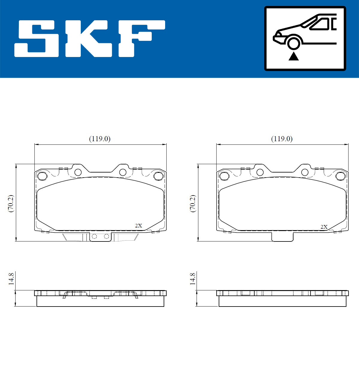 SKF Bremseklodser vkbp80816a for NISSAN SUBARU
