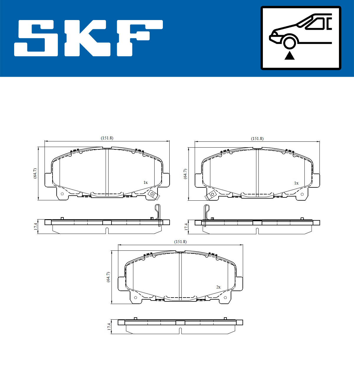 SKF Bremseklodser vkbp80835a for ACURA HONDA
