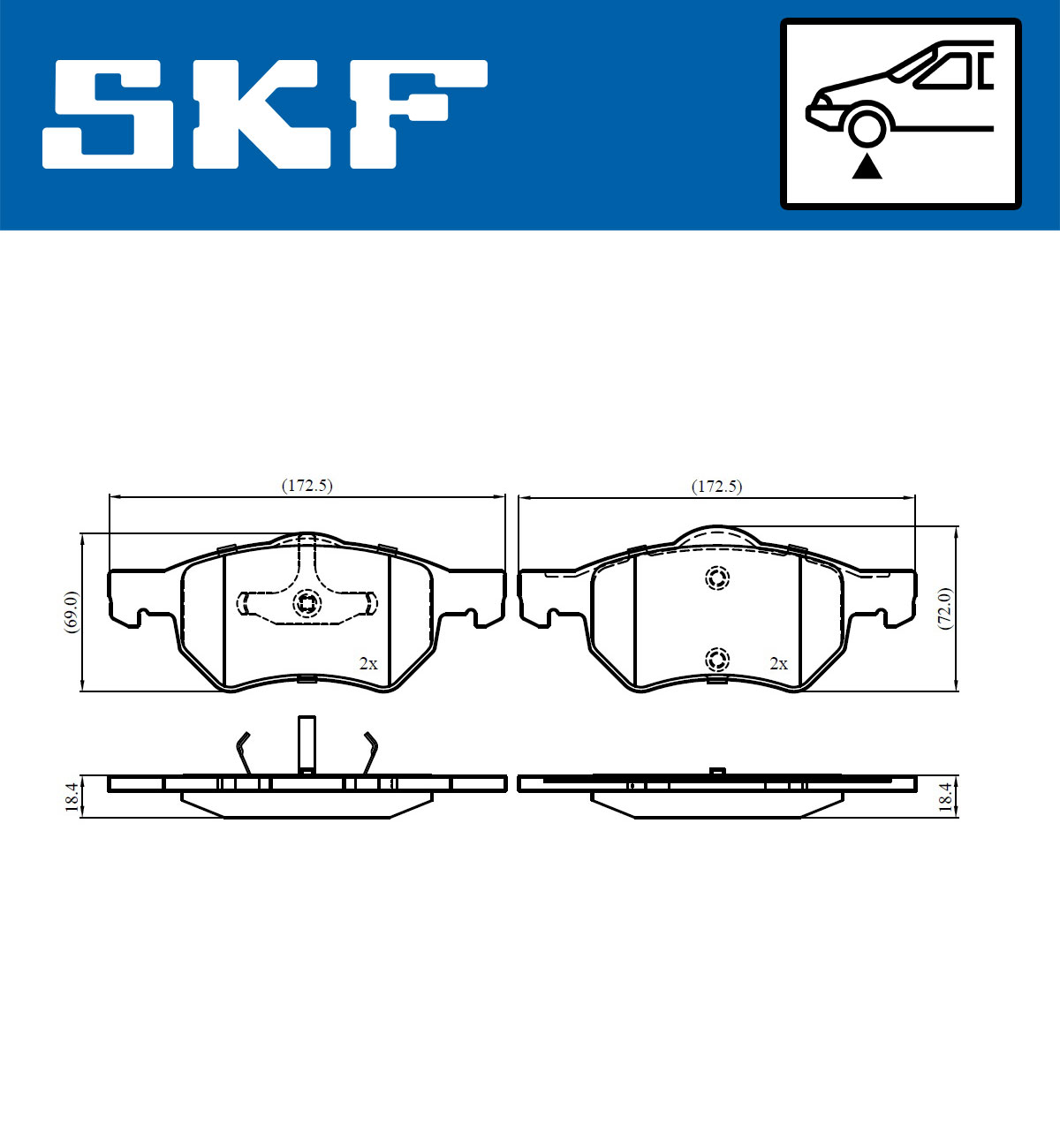 SKF Bremseklodser vkbp80915 for CHRYSLER DODGE