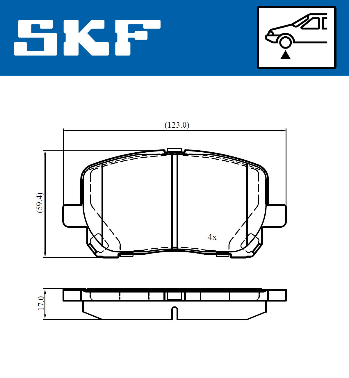 SKF Bremseklodser vkbp80943 for TOYOTA
