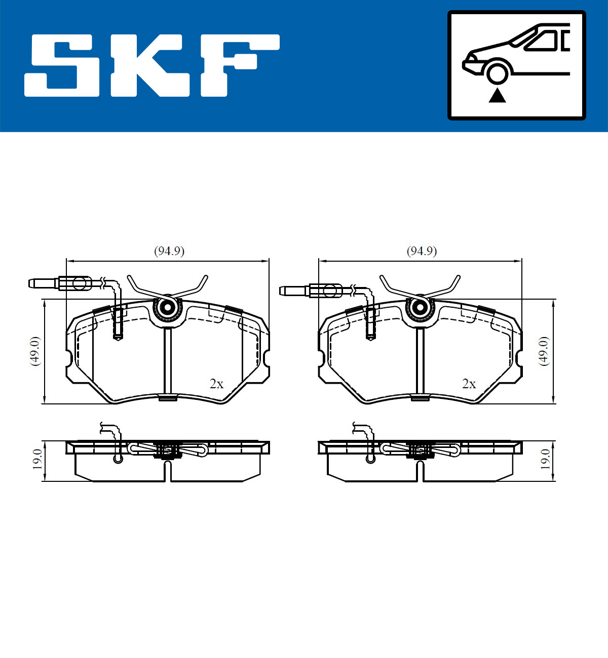SKF Bremseklodser vkbp81033e for PEUGEOT