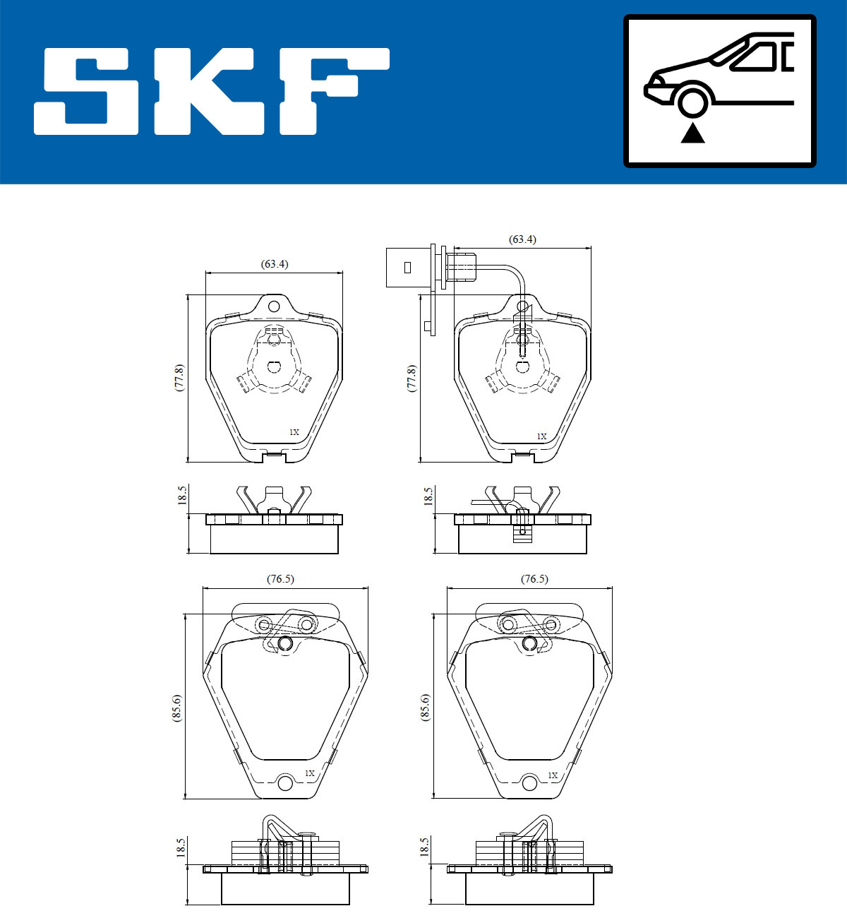 SKF Bremseklodser vkbp81063e for AUDI