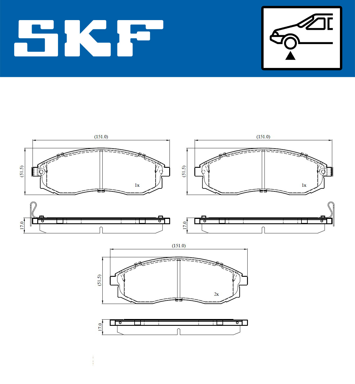 SKF Bremseklodser vkbp81121a for NISSAN MITSUBISHI