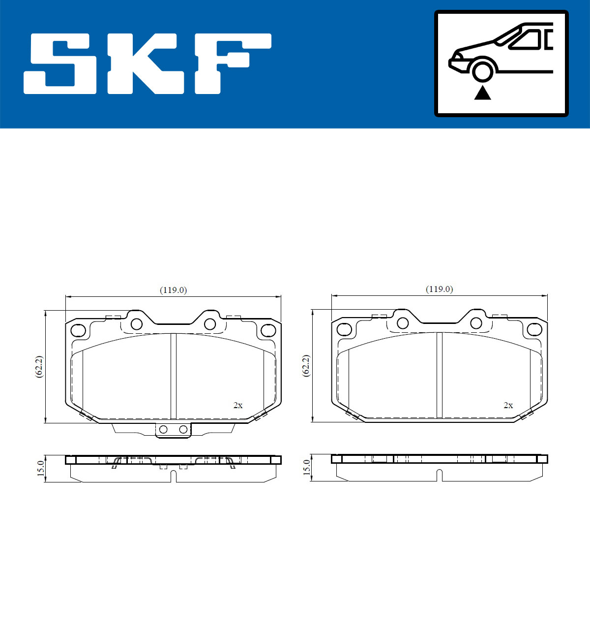 SKF Bremseklodser vkbp81130a for NISSAN SUBARU