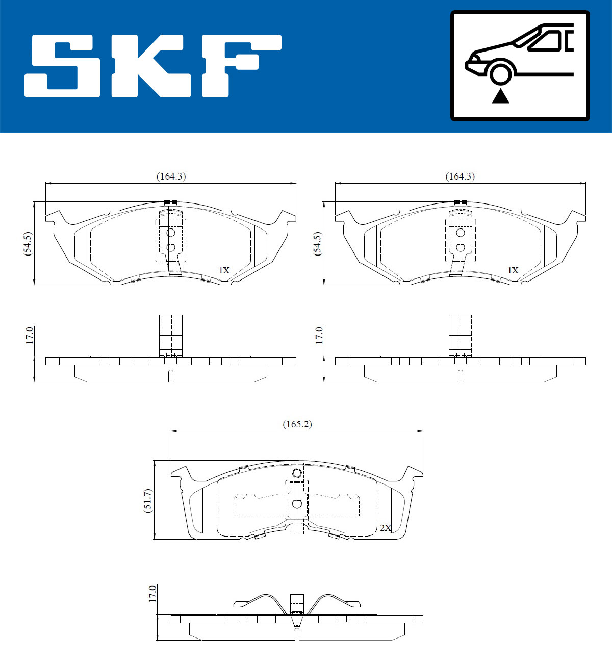 SKF Bremseklodser vkbp81134 for CHRYSLER DODGE