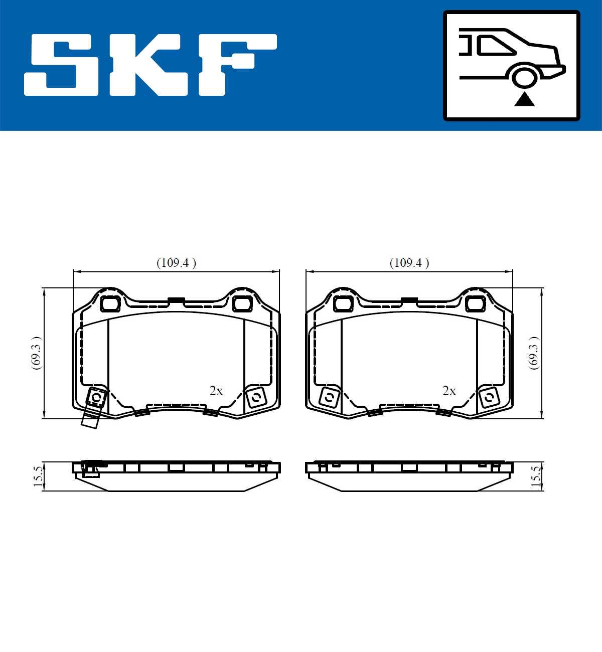 SKF Bremseklodser vkbp90849a for HYUNDAI TESLA JEEP